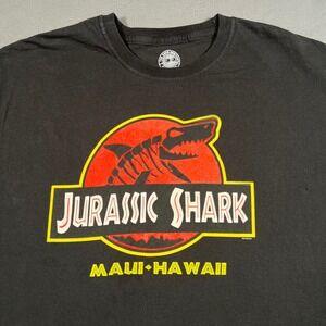 Jurassic Shark Maui Hawaii T Shirt Duck Co Mens L Graphic Tee Black‎ Travel